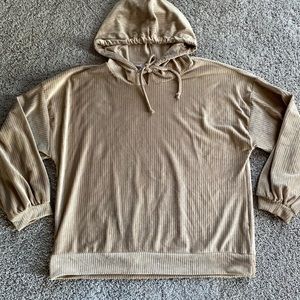 r2 women’s medium long sleeve hooded tan corduroy top